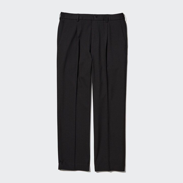 herre uniqlo two way stretch plisseret tapered fit bukser beige