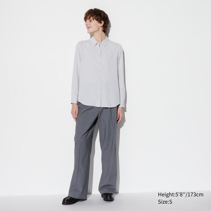 lyserød uniqlo rayon-ærmet bluse til kvinder