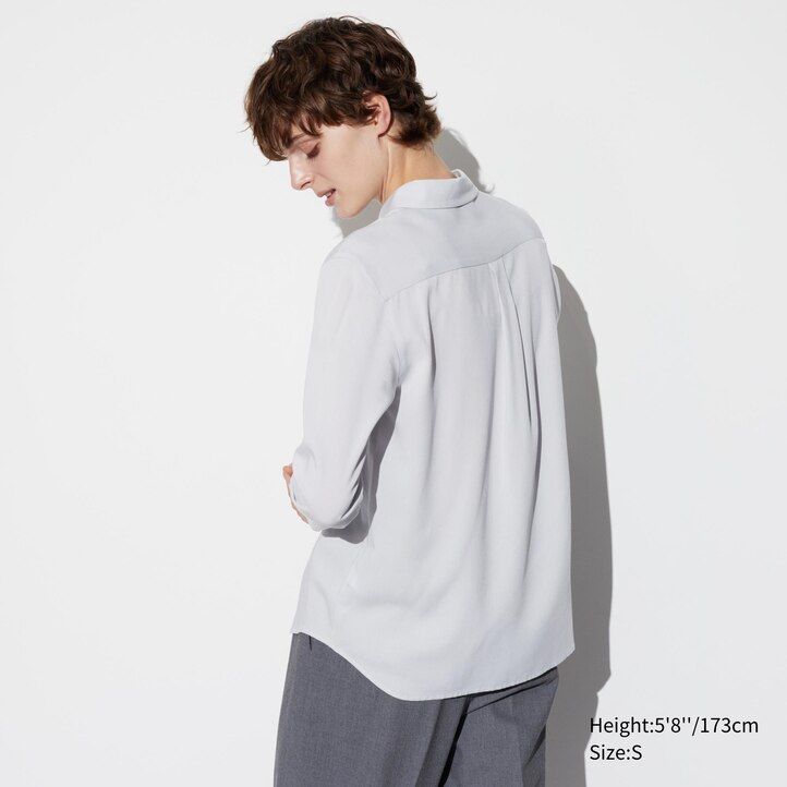 lyserød uniqlo rayon-ærmet bluse til kvinder