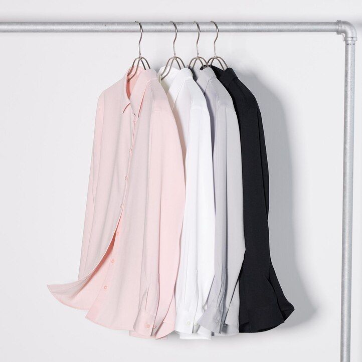 lyserød uniqlo rayon-ærmet bluse til kvinder