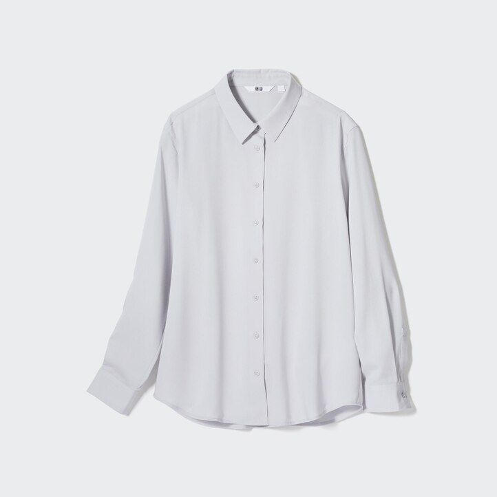 lyserød uniqlo rayon-ærmet bluse til kvinder