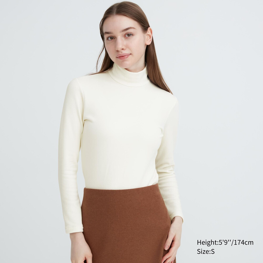 hvide uniqlo heattech ultra warm højhalsede termo-t-shirts til kvinder