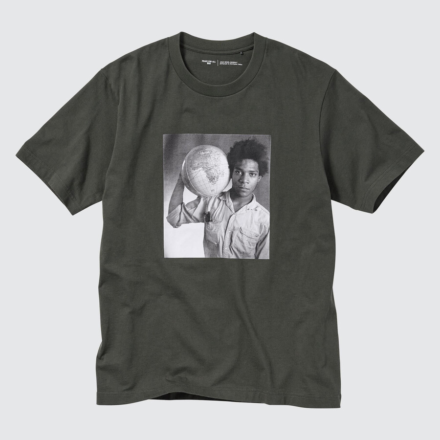 uniqlo peace for all graphic jean michel basquiat og christopher makos dame-t-shirts mørkegrå