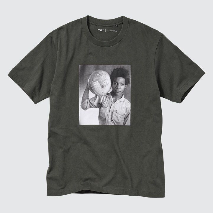 uniqlo peace for all graphic jean michel basquiat og christopher makos dame-t-shirts mørkegrå